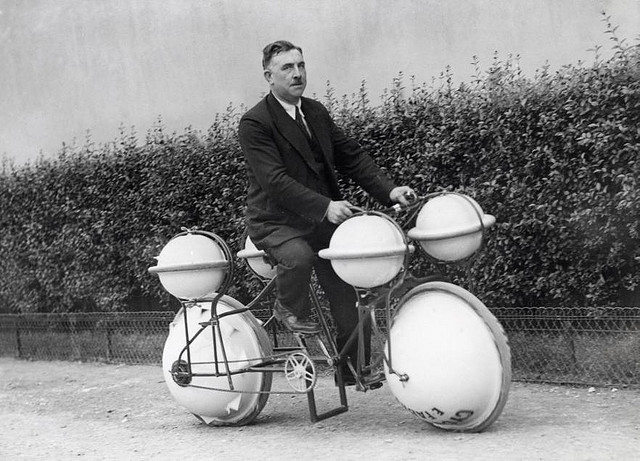 Amphibious bicycle This land-and-water bicycle can carry a load of 120 pounds Paris 1932 Courtesy http://www.brainpickings.org/index.php/2012/03/21/strange-invetions/